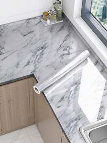 1 件黑白大理石效果自粘厨房贴纸，适用于橱柜抽屉，防水、防油、耐高温壁纸，可翻新，贴纸，墙贴花，乙烯基贴花，用于家庭装饰，春季装饰品，让您的家焕然一新，节日装饰贴纸礼物生日毕业 - 黑與白 - 查看 12