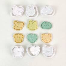 6pcs Cute Mini Animal Shaped Cookie Cutter Set, Including Bear, Rabbit And Toast Molds, Plastic Made, Suitable For Making Adorable Snacks, Ideal For Kids Snacks, Lunch Box And Parties! - White - View 4