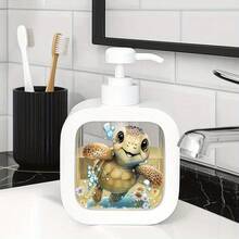1pc Manual Pump Plastic Soap Dispenser, Suitable For Hand Wash Liquid/Moisturizing Hand Wash, For Bathroom And Kitchen. Can Be Decorated With Stickers Like Turtles, Flowers, Etc. Can Be Used As Personalized Bathroom Decor Or Holiday Gift. - Soap Dispenser - View 8