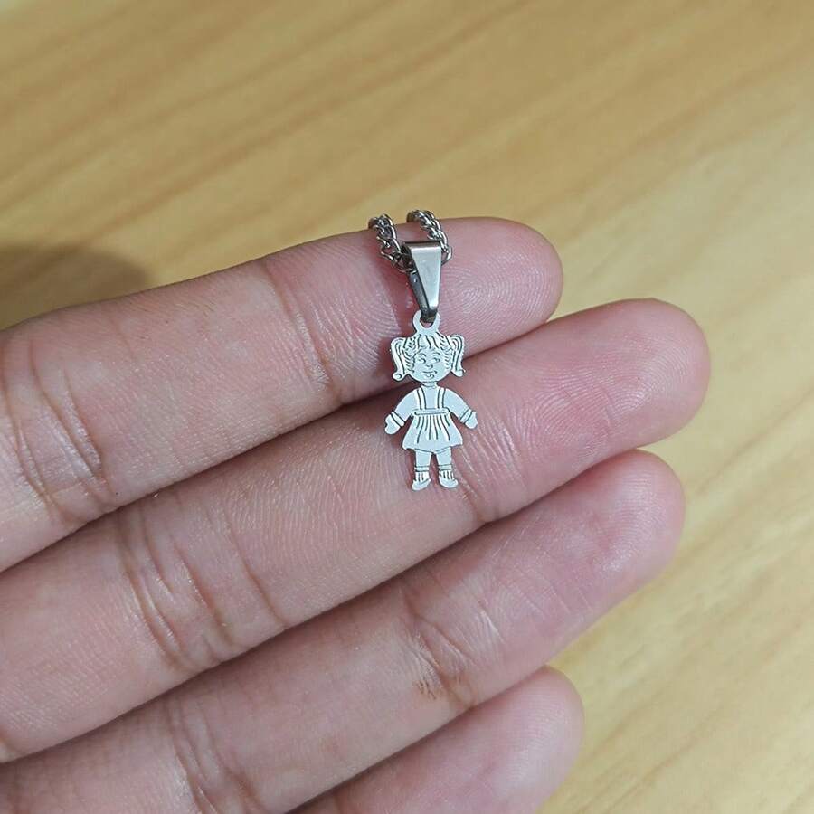 Women's Chain Necklace, Girl, Boy, Son, Daughter, Child, Couple, Silver, Silvery Mini Pendant Choker Necklace - 女款 - 60厘米 - 查看 1