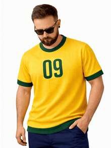 Men's Brazil T-Shirt In Knit Fabric - Mostaza Amarilla - Ver 1