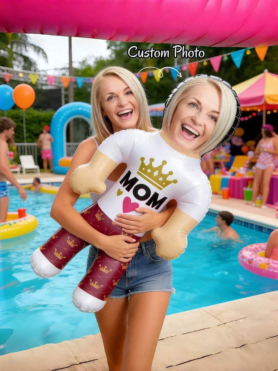 1pc Personalized Inflatable Blow-Molded Prop, Customized Photo Mom Inflatable Blow-Molded Prop, Gift For Mom, Mother's Day, Special Occasion - Multicolor - View 1