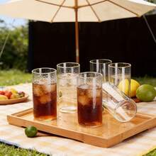 6/12pcs 300ml Transparent Glass Cups, Classic Glass Beverage Cups Suitable For Iced Coffee, Soda, Juice, Cocktail, Iced Tea, Dishwasher , Great For Home, Bar, Party, Restaurant - Transparent - View 6