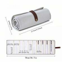 Portable Jewelry Roll Organizer Travel Foldable Pouch Compact Jewelry Wrap For Necklaces, Earrings, Rings - Brown - View 8