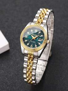 1 chiếc đồng hồ đeo tay nữ thời trang thường ngày, mặt số La Mã đính kim cương, máy quartz, không kèm hộp đựng. - Nhiều màu - Xem 9