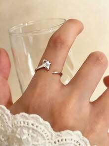 1pc Devil Fish Open Ring, INS New Creative Ocean Style Manta Ray Unique Ring, Minimalist Casual Versatile Elegant Jewelry For Women, Suitable For Daily, Party, Commute Wear - Silver - View 7