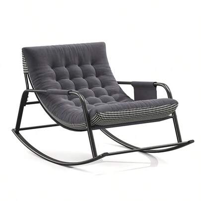 Patio Outdoor Rocking Chair,Oversized Papasan Rocking Chair With Cushion,Lounge Chair Outdoor/Indoor,Supports 450 Lbs,Comfy Chair For Garden/Lawn/Brown/Bedroom/Living Room-Grey