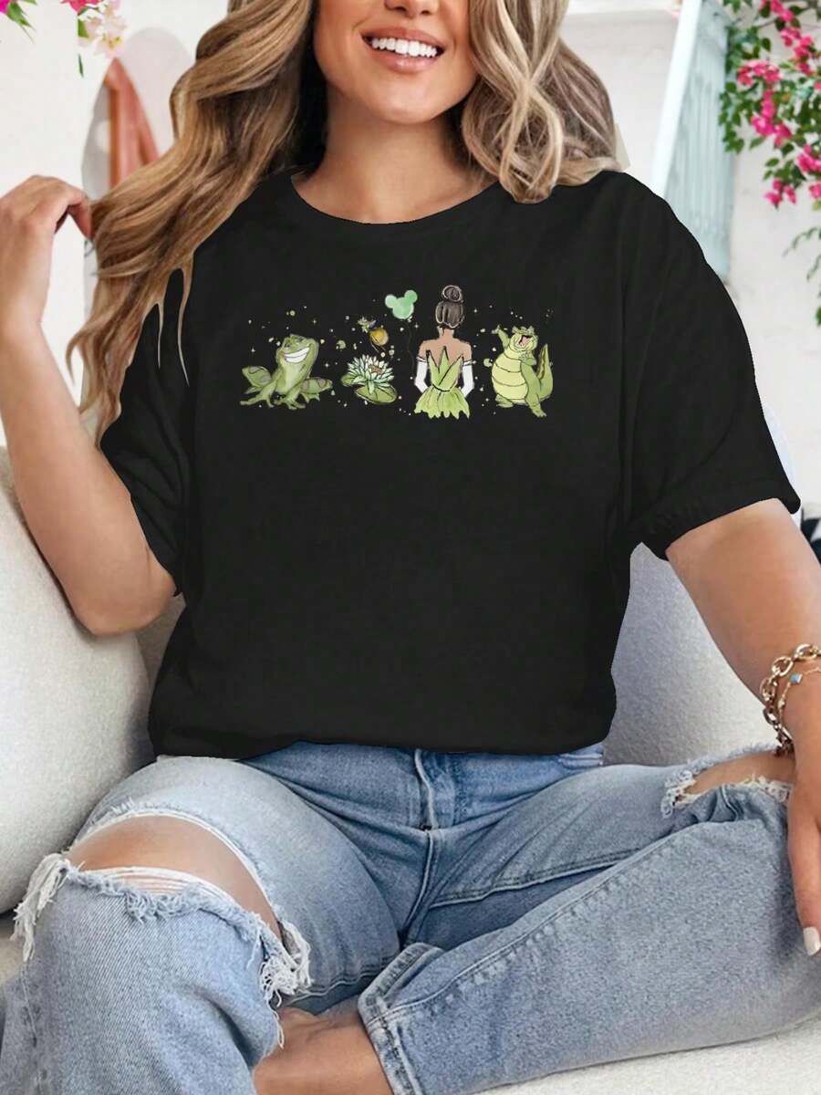 Damen T Shirt Modisch Komfortabel Vielseitig  Sommer Freizeit Fashion Must Have - Black - View 1