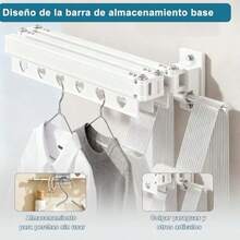 Gugxiom Tendedero de Ropa Ajustable 360° Tendedero Plegable para Ropa tendedero retractil Pared con 18 Agujeros soportar una Carga de 40 kg para Lavandería Balcón Vestíbulo Dormitorio - Blanco - Ver 4