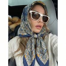 1pc Bohemian Style Vintage Paisley & Ditsy Floral Silk BanScarf, Lightweight Breathable Shawl For Spring/Summer Casual & Outdoor - As Pic - View 3
