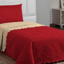 Isa Double-Sided Quilted Bedspread - Red/Hazelnut - View 2