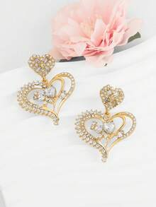 1 Pair Elegant Sophisticated Vintage Geometric Heart Shaped Earrings, Romantic French Style - Multicolor - View 6