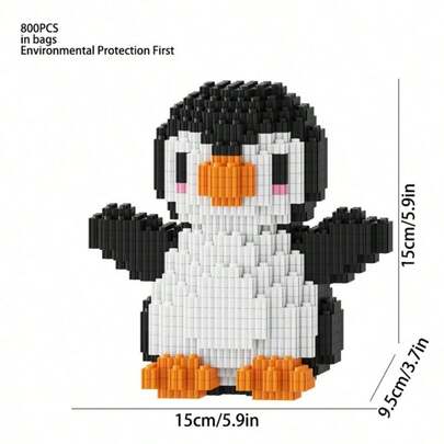800pcs Penguin Building Blocks DIY Decorations, Home Decor, Suitable For 14+ Years Old, Holiday Gift, ABS Material, Ideal For Christmas And Halloween, Holiday Decorations, Create Festive Atmosphere, Display, Creative Design, Durable, Large Structure, Assembly Kit, Collection Display, Game