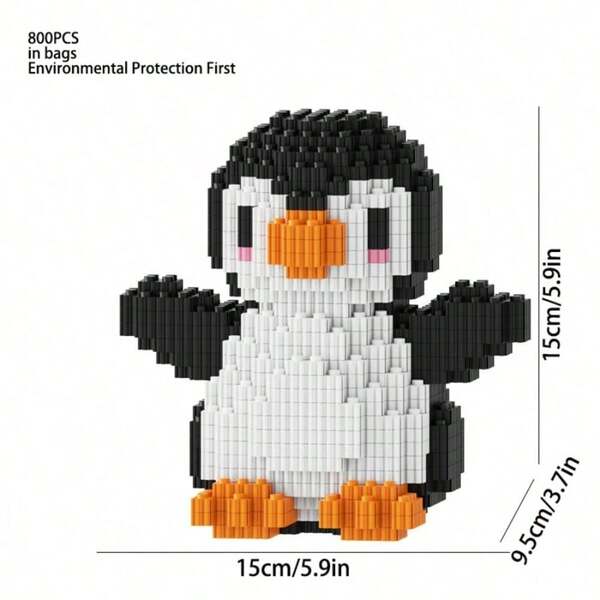 800pcs Penguin Building Blocks DIY Decorations, Home Decor, Suitable For 14+ Years Old, Holiday Gift, ABS Material, Ideal For Christmas And Halloween, Holiday Decorations, Create Festive Atmosphere, Display, Creative Design, Durable, Large Structure, Assembly Kit, Collection Display, Game