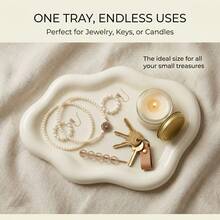 1pc White Irregular Cloud Jewelry Display Tray, Minimalist Ring Necklace Earring Organizer Plate, Elegant Resin Storage Dish Vanity Room Decor Home Decor Bathroom Accessories Mother's Day Gift For Women Adults - 白色 - 查看 6