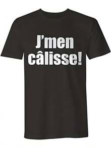 Camiseta para hombre con eslogan francés 100% negra con blanco J'PEUX PAS!¡ESTOY TRABAJANDO EN ESO!Camiseta Casual de Manga Corta con Cuello Redondo, Lavable a Máquina, Ajuste para Todas las Temporadas, Camiseta con Frase en Francés para Cas - Negro - Ver 6
