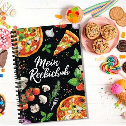 Italian Pizza Style Spiral Notebook, Cover Printed With Tempting Pizza And Fresh Ingredients Patterns. Suitable For Home Chefs To Record Kitchen Diary, Develop Cooking Plans, And Also Can Be Used As Study Notes. Exquisite Appearance, Practical Inner Pages, An Excellent Choice For Cooking Enthusiasts To Use Or Give As Gifts.