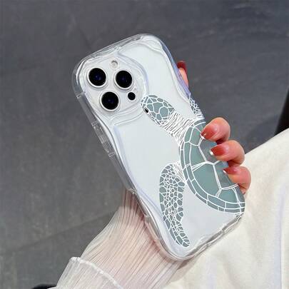 1 chiếc ốp lưng điện thoại tối giản bằng chất liệu TPU, họa tiết nửa con rùa biển, trong suốt, màu kem, chống rơi vỡ, tương thích với iPhone, Honor.