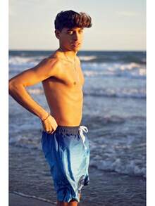 Men's Swim Trunks With Compression Liner 9 Quick Dry Board Shorts - G Blue - View 5