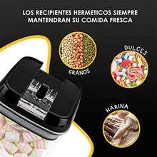 Juego de 7 Contenedores Herméticos para Almacenamiento de Alimentos Recipientes Libres de BPA y Tapa Abre-Facíl con Etiquetas para Identificar - negro - Ver 7