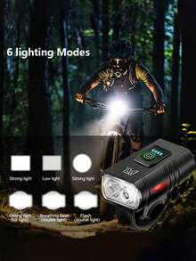 2/1pc Plastic Bicycle Light Set, Dual T6 Front Light, Wireless Remote Control, High Decibel Speaker, Turn Signal Taillight, USB Rechargeable, Bright Flashlight, Battery Level Display, Mountain Bike Accessories - Multicolor - View 18