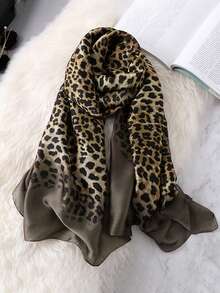 FADZOYLE 1条180*90厘米时尚豹纹印花头巾，可作头巾、沙滩罩衫、纱笼、几何图案时尚围巾，长款缎面丝滑触感，大号手帕，优雅轻盈遮阳披肩，收藏礼物，婚礼新娘伴娘披肩礼品配饰 - 巧克力棕 - 查看 11