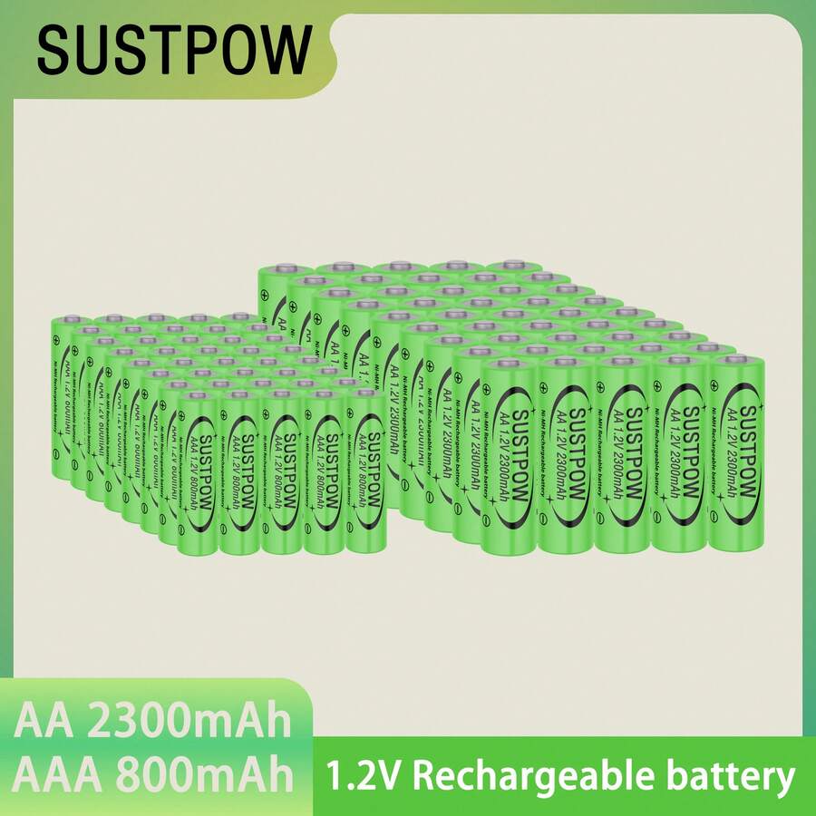 Combo de baterías recargables AA/AAA Ni-MH - 2300mAh AA y 800mAh AAA, aptas para cámaras, afeitadoras, despertadores