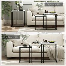 Three Nest Of Tables Marble Effect Finish - White - View 5