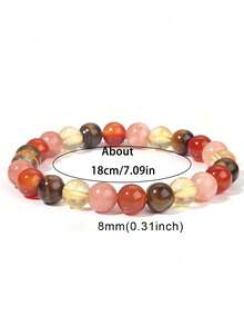 YAUKIA Bracelet bohème en agate rouge richement perlé, chalcédoine rose & œil de tigre, bijoux de yoga méditation et guérison spirituelle, idéal pour un port quotidien - Multicolore - Voir 8