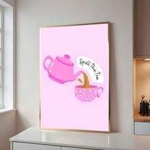 2D Plano, 2D Plano, 1 pieza de Impresiones 2D Plano con Arte de Derrame de Té en un Estilo de Dibujos Animados. Estas Impresiones en Lienzo Sin Marco Sirven Como Decoración de Pared para Varios Espacios Incluyendo Salas de Estar, Dormitorios, Baños, Cocinas, Comedores - Sin marco - Ver 2
