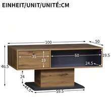 Coffee Table With Wood Grain Finish, Featuring A Handleless Drawer, A Storage Compartment, And A Rear Storage Compartment; Double-Sided Storage Space. Suitable For The Office Or Living Room; Ideal As A Coffee Table With Ample Storage. - 灰色 - 查看 2