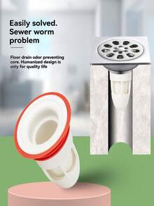 1pc White Floor Drain, Household Bathroom Floor Drain, Odor Prevention Device, Bathroom Drain, Insect And Odor Prevention Blockage Device, Silicone Floor Drain Bathroom Accessories Bathroom Tools - Multiple Styles - View 5