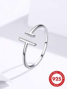1 Bague En Argent Sterling 925 En Forme De L, Accessoire De Mode Pour Superposition, Cadeau Élégant - Argent - Voir 1