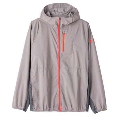 Under Armour Áo khoác nam LAUNCH LIGHTWEIGHT JKT Áo khoác dệt kim có mũ trùm đầu, thoải mái, tối giản, phong cách thường ngày 1381879-015