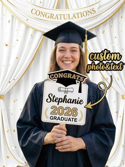 1 Peça Leque de Mão Personalizado com Foto de Formatura, Leque com Recorte de Rosto Personalizado, Lembrança de Formatura 2026, Decoração Perfeita para Festa de Formatura, Acessório para Cabine Fotográfica, Presente de Formatura Ideal para Estudantes, Formandos, Cerimônia de Formatura
