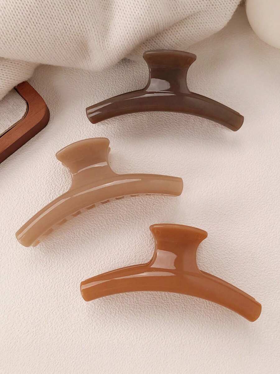 3pcs Set Elegant High-End Shallow Coffee, Dark Coffee, Khaki Large Hair Clips, Fashion Hair Claw Hair Accessories, Versatile, Elegant Minimalist, Suitable For Daily, Casual, Party, Beach, Vacation, Hairstyling, Face/Hair Washing, Makeup, Clothing Accessories, Spring/Summer/Autumn/Winter,Holiday,Travel Summer Beach Claw Clips - Multicolor - View 1