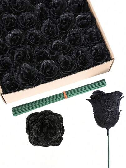 20pcs/5pcs Set Artificial Gold Powder Rose, With 20pcs Stems, Glitter Decorated DIY Roses, Suitable For Crafts, Wedding Bouquets, Home Decor, Festivals, Valentine's Day, Mother's Day, Spring Decoration, Home Decoration, Birthday Gifts, Room Decor, Garden & Outdoor Decoration,Squish,Table Decor,Living Room Deccor,Artificial Plants For Outdoor,Dorm Decor,Bedroom Wall Deccor,Christmas Decrotions