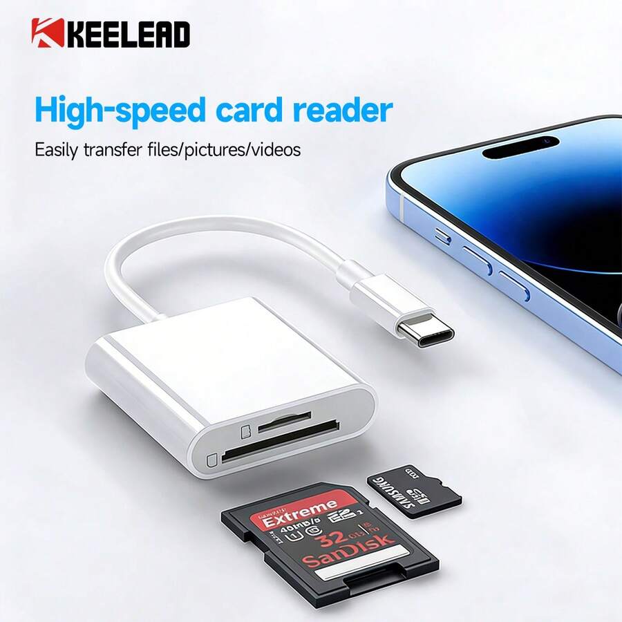 KEELEAD 兼容的SD卡读卡器，USB-C接口，支持SD/MicroSD卡，高速追踪相机查看器，即插即用 - 查看 1