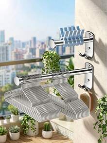 Commercial Clothes Hanger Storage Rack,Installed With Suction Cups Without Drilling,Adjustable Length,Made Of Sturdy Material,Minimalist Style Saves Space,Storage Container For Hangers Used At Home Removable Reusable,For Apartments - Multicolor - View 2