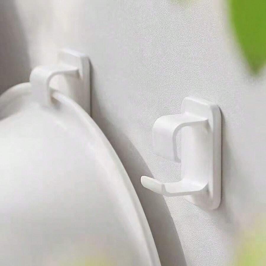 No Drill Wall Mount Basin Hook, 1Pc Self-Adhesive Heavy Duty Face Basin Holder For Bathroom, Towel Sink Storage Rack, White - White - View 1