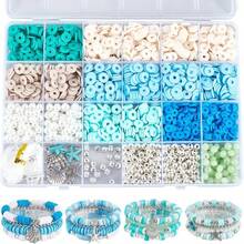 Bohemian Style DIY Bracelet Making Kit: 2200+ Flower Decor & Golden Decor Clay Beads. Multicolor Pink & Blue Friendship Jewelry Craft Set, Suitable For Women - Multicolor - View 14