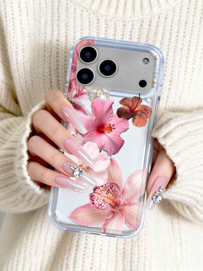 Real Pressed Flower Phone Case - Pink Hibiscus & Orchid Design Print Pattern, Clear Aesthetic Nature-Inspired Cover Compatible With IPhone 13/15/16/17pro/17/14/17/15pro/15 Plus/15 Promax/7plus/8plus/X/Xs Max/Xr/11pro/12pro/13pro/14pro/12mini/13mini/11promax/12promax/13promax/14promax/14plus/17pro Max/17Air/6/6s Plus/7/8/16Pro/16plus/16promax/Se2/17promax&Compatible With Samsung Galaxy/A54/A14/A12/A13/A15/A32/A33/A24/A52S/S20/S21/S22/S23/S24/S23Plus/S24ultra/S25/A15/A33/A23/A07/A17/S26/A56/A57