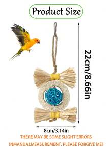 Bola de vid de luffa natural, juguete para masticar colgante de ratán para loros medianos y pequeños. Accesorios de enriquecimiento natural para jaulas de pájaros (todos los colores de los accesorios se asignan al azar) con juguetes para afilar el pico de cacatúa con estampado de peonía y tigre. - Ver 7