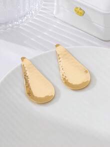 2pcs Fashionable Minimalist Exaggerated Asymmetrical Water Drop Earrings, Versatile Elegant Design Suitable For Women To Wear On Vacation - Gold Style 30 - View 3