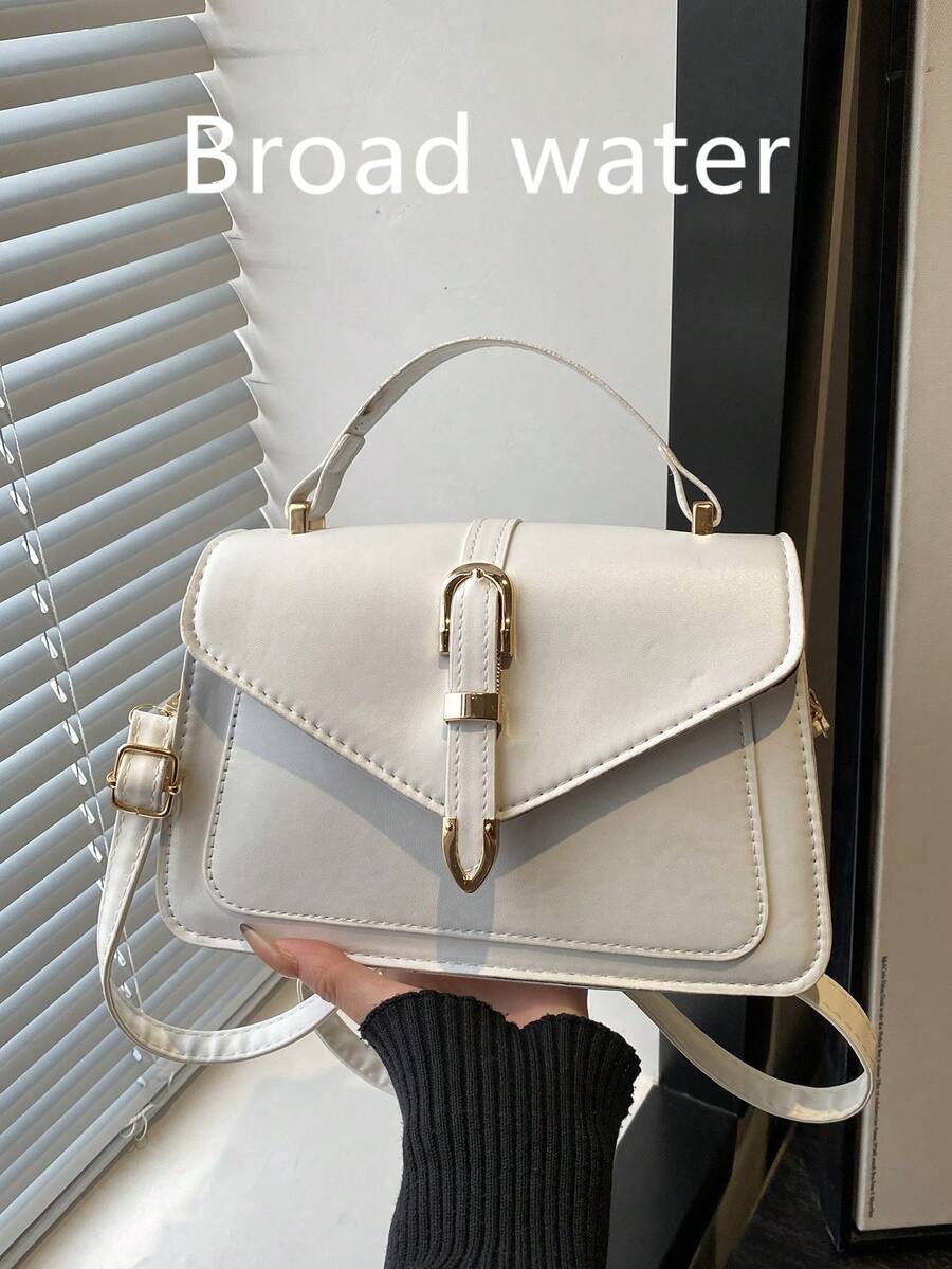 Bolso de mano pequeño de unicolor y de moda con solapa y correa ajustable - Blanco - Ver 1