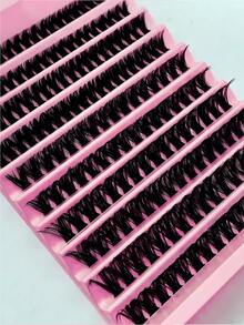 200Pcs Faux Mink Lash Clusters 0.07mm D Curl 9-16mm Mixed Wispy Fluffy Russian Volume 3D Individual Eyelash Extensions Reusable DIY Soft Eye Makeup Tool - D - View 5