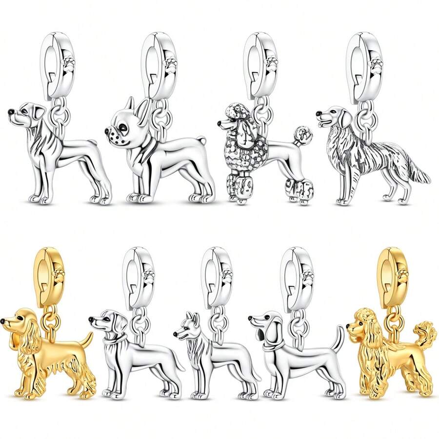 1 pieza Colgante de hebilla universal de color plateado con diseño vintage de raza de perro, colección de animales, accesorio ideal para hacer joyas DIY, opción ideal como regalo de cumpleaños para mujeres - Accesorios de joyería diaria - Oro o plata - Ver 1