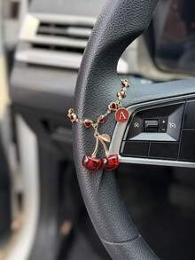 1pc Alloy Cherry Letter Car Steering Wheel Decorative Chain Interior Suspension Decorative Accessories - A - View 1
