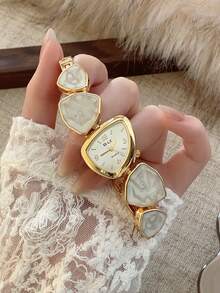 1pc New Fashion Women's Watch, Elegant Triangular Dial, Business Quartz Watch, Suitable For Daily Life, Parties And Banquets - White - View 7