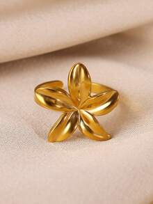 Nhẫn thép không gỉ hình sừng bò màu vàng đồng dành cho nữ, mạ vàng 18K chống phai màu, có thể điều chỉnh kích cỡ, phụ kiện đi biển mùa hè, trang sức cưới cho phù dâu, quà tặng cho mẹ, bạn thân, con gái. - Bánh sừng bò - Xem 4